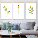 北欧水彩植物绿叶无框画装饰画
