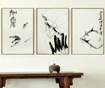 齐白石大师水墨国画三联装饰画