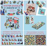 手绘炫彩冬季动物水彩画动物印花