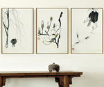 齐白石大师水墨国画三联装饰画