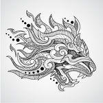 线描龙头图案
