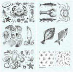 手绘海鲜海洋动物印花图案