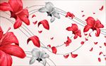 红色百合花背景墙