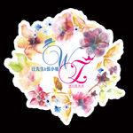 水彩花卉花环粉色结婚logo