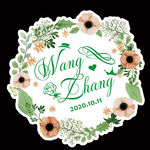 清新森系水彩花环婚礼logo设