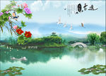 花鸟山水风景画古逸牡丹海棠
