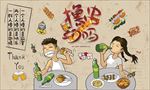 撸串装饰画背景墙