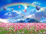 蓝天白云花海图