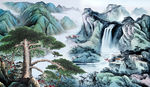 山水国画迎客松