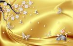 梅花绢丝背景墙壁画