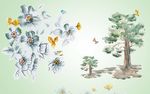 北欧现代时尚花卉电视背景墙