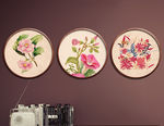 工笔唯美花卉花鸟圆框画装饰画素