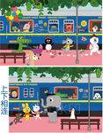 动物园乘坐火车站象兔狗猪插图