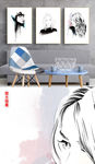 现代美式简约艺术人像手绘装饰画