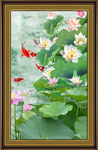 荷花九鱼图
