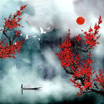 国画梅花山水