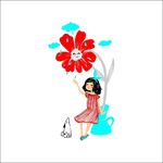 卡通女孩花朵