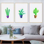 北欧简约水彩绿色植物盆栽装饰画