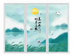 明月清风山水画创意移门