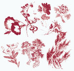 花鸟水墨画矢量背景图