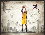 NBA篮球科比复古背景手绘涂鸦