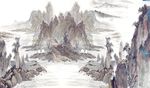 新中式简约山水画背景墙装饰画素