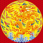 高端大气创意团龙纹样巨幅图案