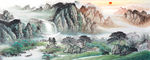旭日东升 山水画