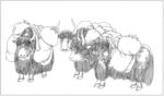 耗牛白描素描线描国画