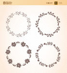 圆形花边边框对称抽象图案矢量图