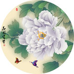 团扇扇面手绘牡丹花开富贵