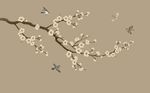 手绘梅花花鸟背景墙