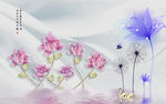 3D浮雕花朵 珠宝背景墙 艺术