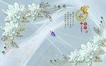 3D浮雕花朵 珠宝背景墙 艺术