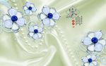3D浮雕花朵 珠宝背景墙 艺术
