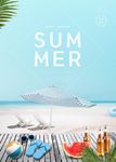 清新夏日海边沙滩旅游度假海报