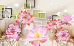 荷花背景墙3d