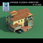 中式建筑 多层建筑 别墅模型