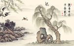 手绘杨柳