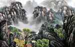 国画山水背景墙