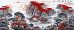 鸿运当头电视背景墙装饰画无框画