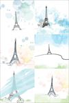 水彩巴黎铁塔
