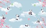 蓝天白云梅花图