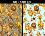 手绘卡通动物图案