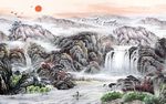 山水国画背景墙
