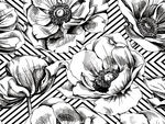 黑白素描鲜花矢量无缝图案墙纸