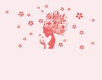 美女头像 花 硅藻泥图案