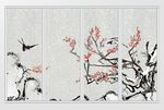 中式水墨冬景花鸟移门