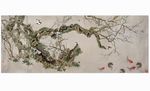 手绘工笔花鸟新中式背景墙壁画图