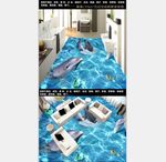 高清海豚3D立体背景墙地板砖